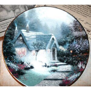 Vintage Thomas Kincade "Cedar Nook Cottage" Collectors Plate by Knowles China